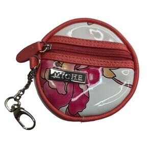 Vintage Miche Coin Purse Keychain Pink Floral